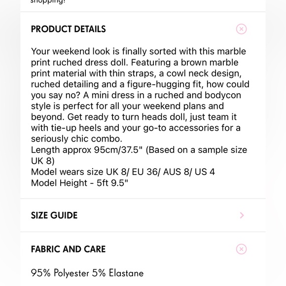 Brown Marble dress Pretty Little Things - Picture 5 of 7